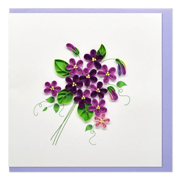 Quilled Violet Flower Bunch Greeting Card (15x15cm)