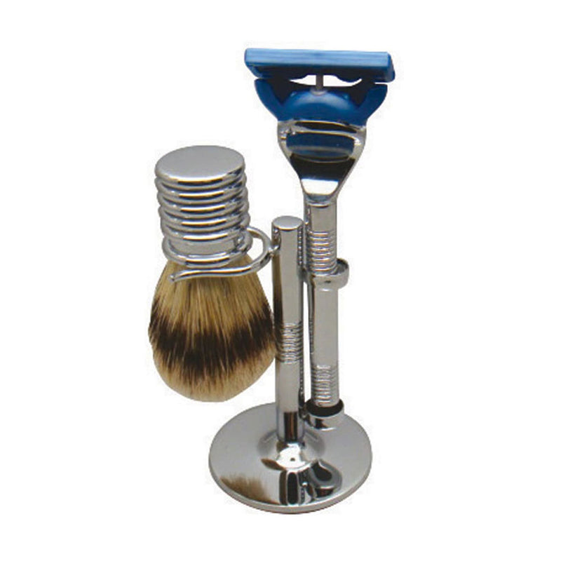 Comoy Fusion Shave Set with Bristle (Chrome)