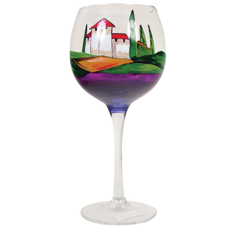 Tuscan Sunrise Hand-Painted Red Wine Glass