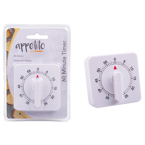 Appetito 60-Minute Timer Square (White)