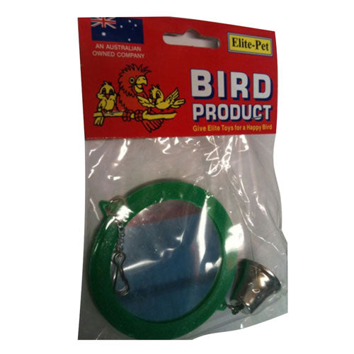 Elite Pet Round Mirror with Bell Bird Toy