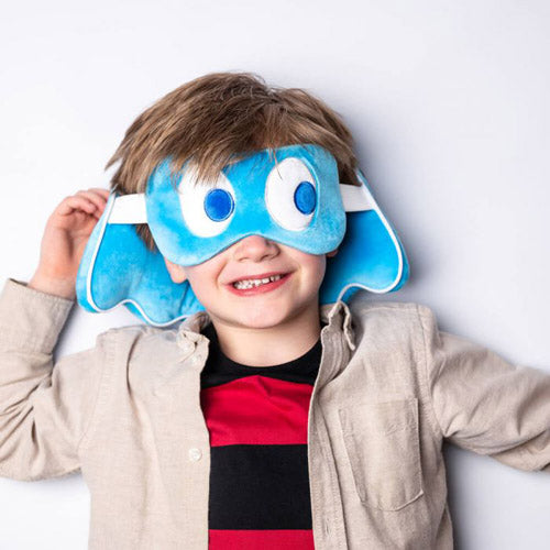 Relaxeazzz Pac-Man Blue Ghost Travel Pillow & Eye Mask Set