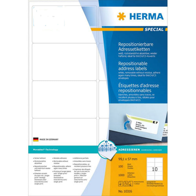 Herma Adhesive Address Labels A4 100pc (White)