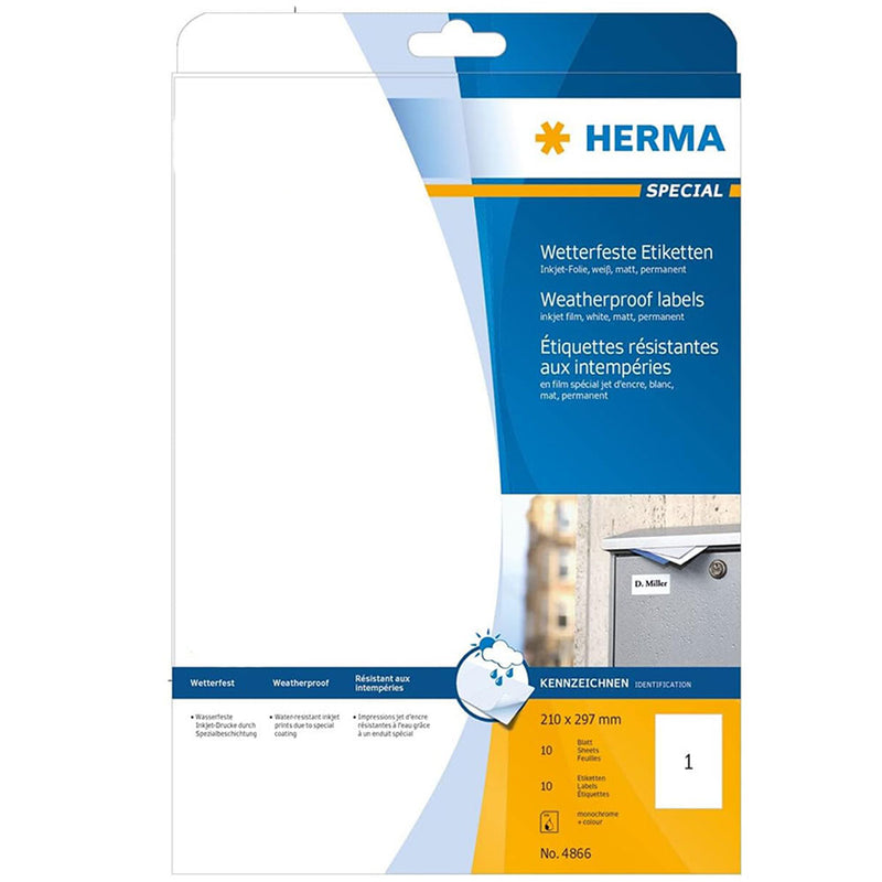 Herma Weatherproof Inkjet Labels A4 10pc