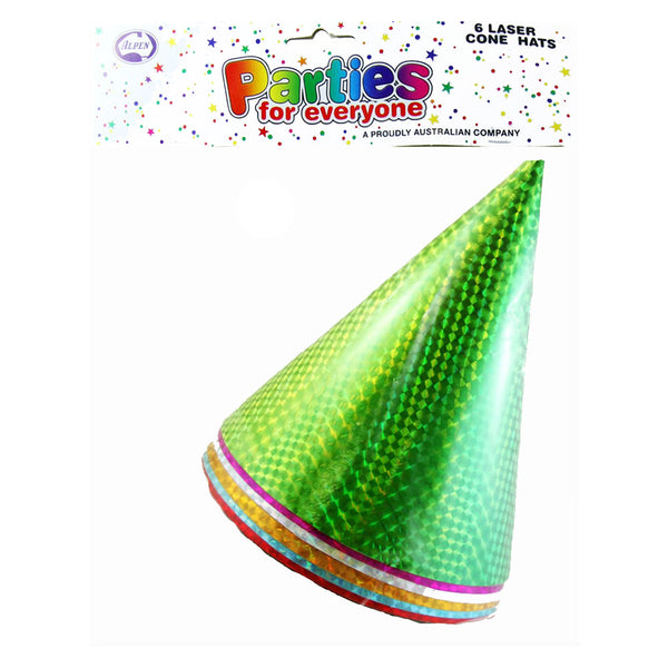 Alpen Laser Cone Party Hats 6pcs