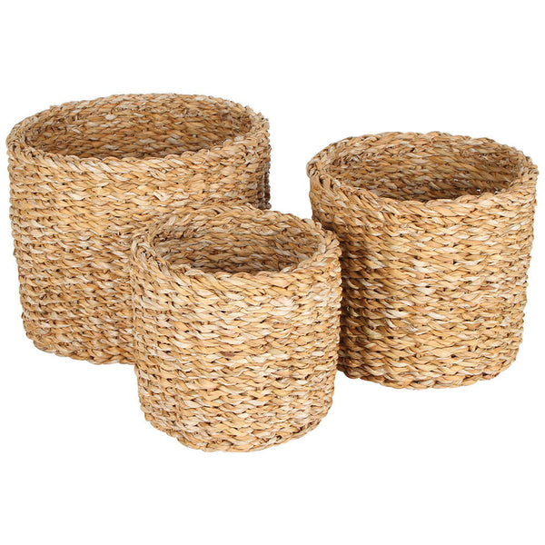 Sunshine Seagrass Round Mini Cylinder Set of 3 (Lge 25x20cm)