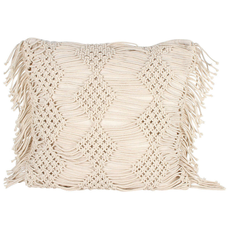 Vista Macrame Cushion with Fringe & Filling (50x50cm)