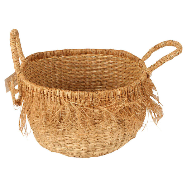 Lara Fringed Seagrass Basket (25x35cm)