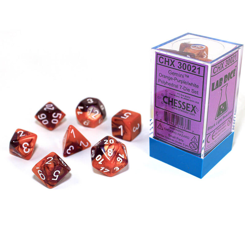 CHX 30021 Gemini Orange-Purple/White 7-Die Set