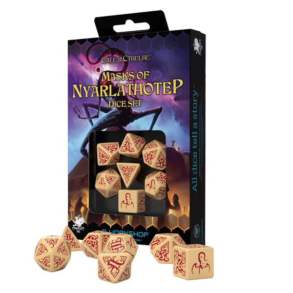 Q Workshop Call of Cthulhu Masks Nyarlathotep Dice Set of 7