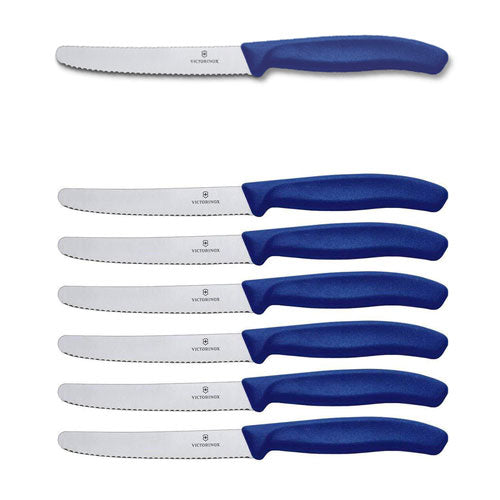 Classic Round Tip Serrated Steak & Tomato Knife (Blue)