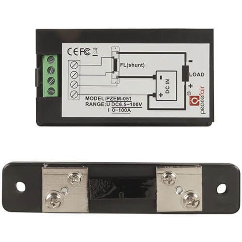 Power Meter w/ Built-In Shunt & LCD Disp (100A 6.5-100V DC)