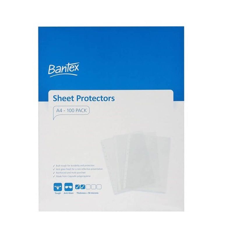 Bantex Tough Sheet Pocket Protectors 50 Micron A4 (100pk)