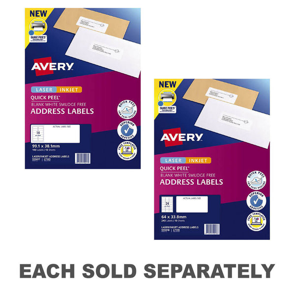 Avery Laser Inkjet Quick Peel Address Labels